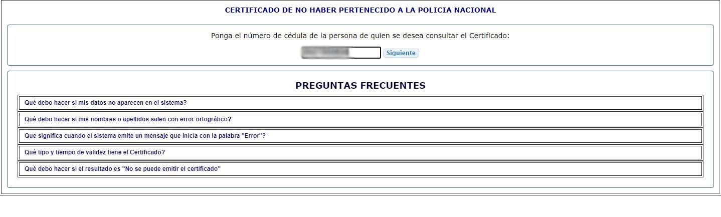 Certificado de no pertenecer a la policia