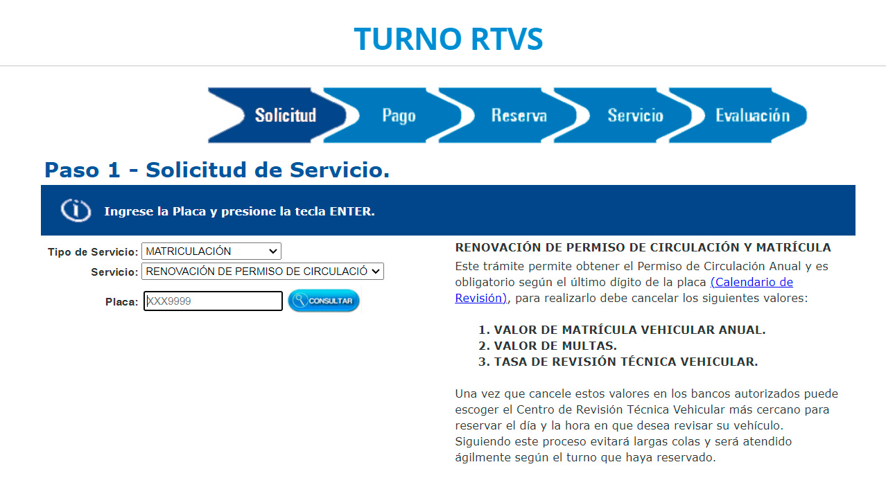 Consulta de Valores a Pagar de Revisión Vehicular ATM